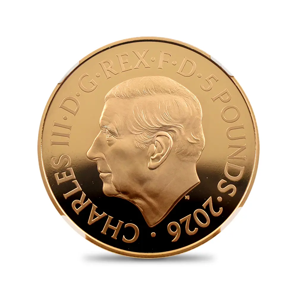 モダンコイン3:7113 イギリス 2026 チャールズ3世 エリザベス2世のコイン肖像シリーズ 第一弾 ヤングヤングエリザベス 5ポンド金貨 ファーストリリース NGC PF70UC 箱付き