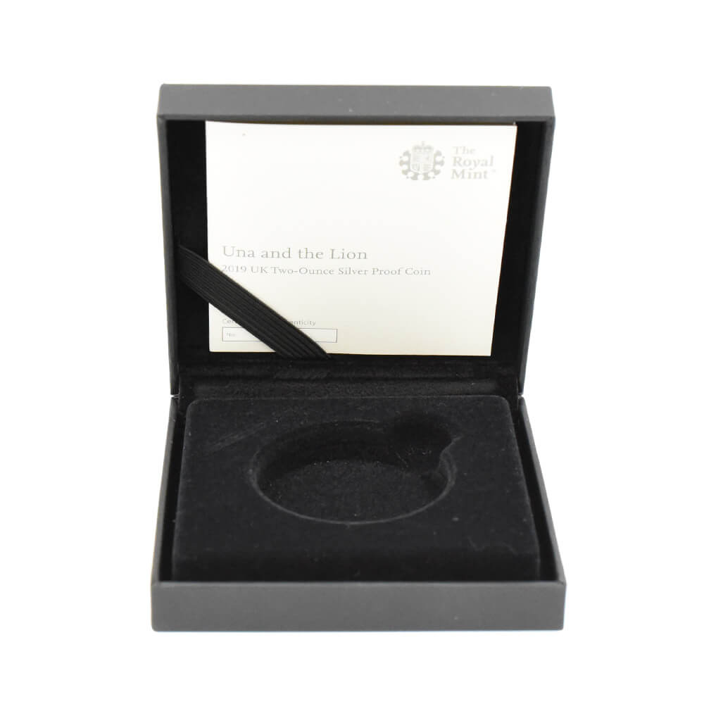 モダンコイン8：7128 イギリス 2019 エリザベス2世 ウナ＆ライオン 5ポンド2オンス銀貨 NGC PF69UC エリザベス2世ラベル 箱付き