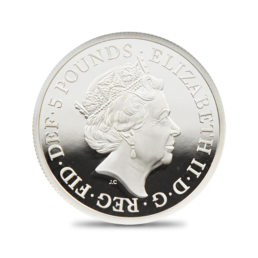 モダンコイン3:7126 イギリス 2019 エリザベス2世 ウナ&ライオン 5ポンド2オンス銀貨 NGC PF68UC 箱付き