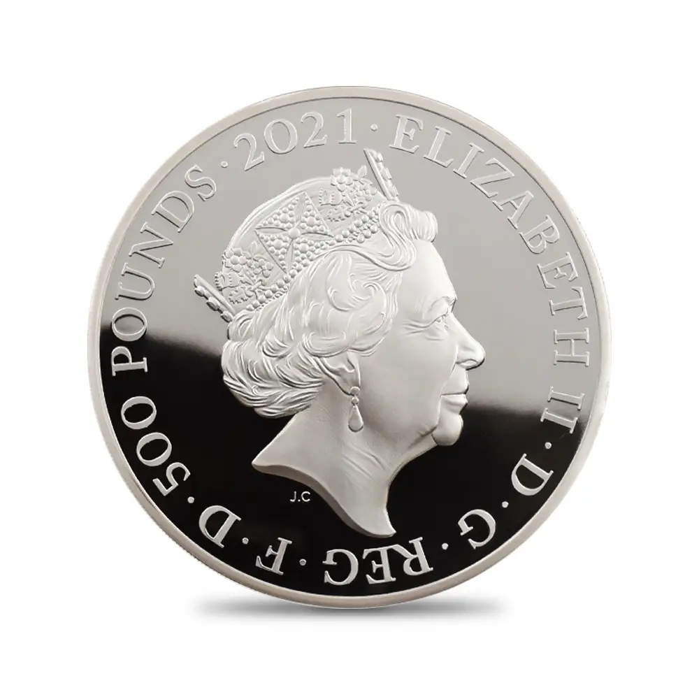 モダンコイン3：7130 イギリス 2021 エリザベス2世 ゴチッククラウン・ポートレート 500ポンド１キロ銀貨 NGC PF69UC 箱付き