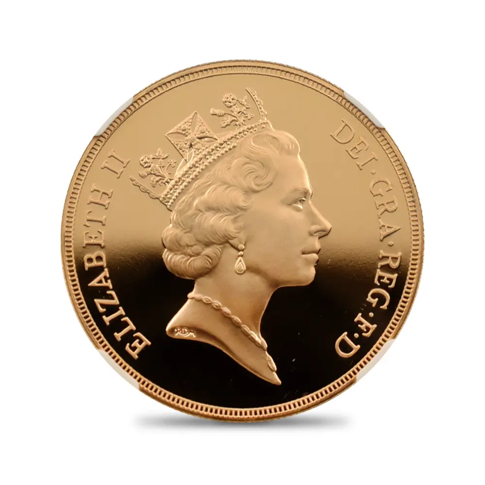 モダンコイン3：7133 イギリス 1997 エリザベス2世 ミドルエリザベス 聖ジョージ竜退治 5ソブリン金貨 NGC PF69UC