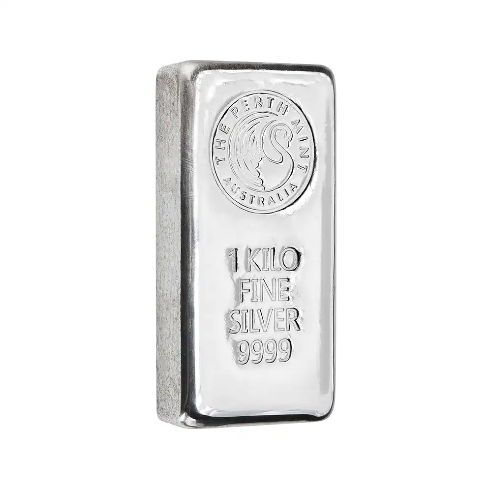 地金型5：7134 オーストラリア 銀の延べ板 シルバーバー 1キロ 1000g パースミント発行2023年アップグレードデザイン 【10本】 (桐箱付き)