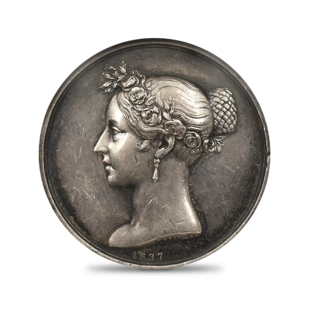 メダル2：7135 イギリス 1837 ヴィクトリア女王 即位記念 銀メダル NGC AU55 BHM-1745A
