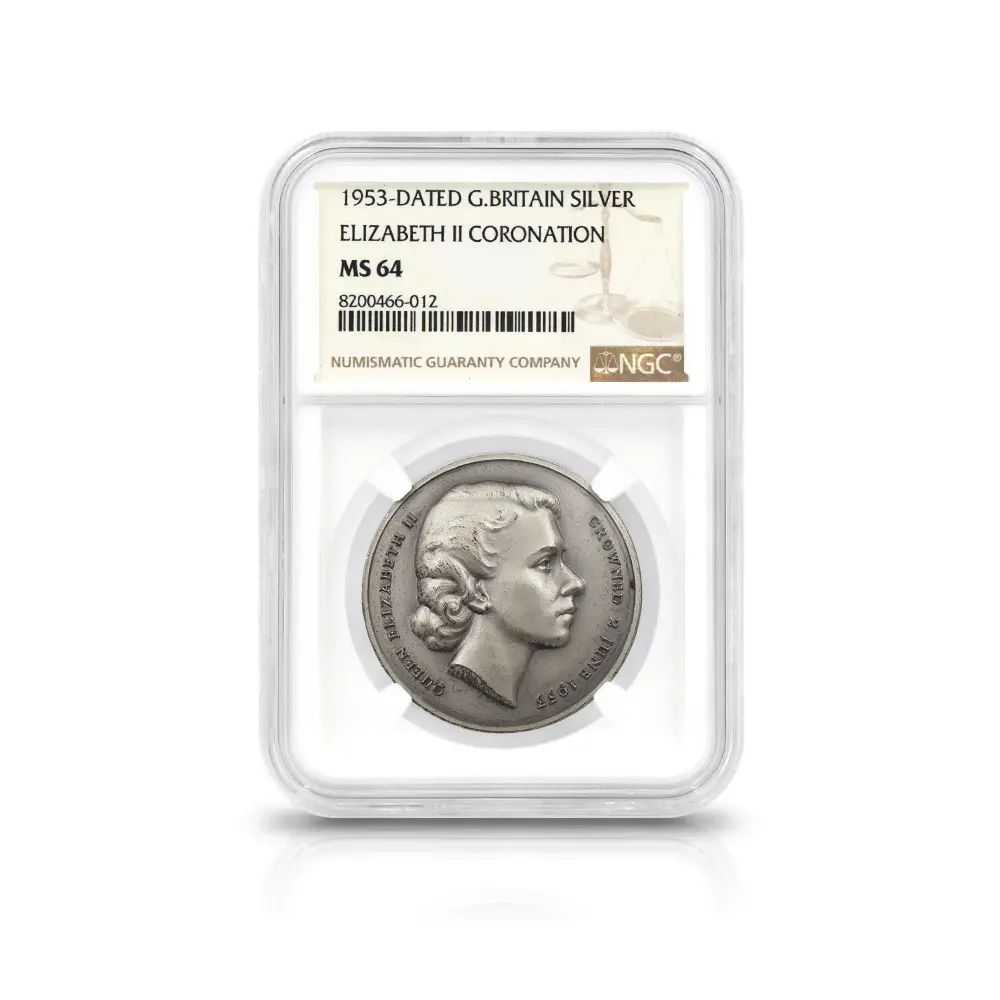 メダル4：7136 イギリス 1953 エリザベス2世 戴冠記念 銀メダル NGC MS64