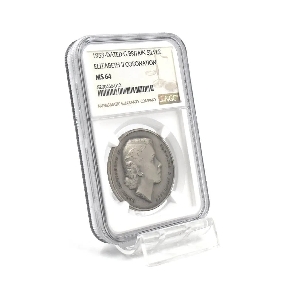 メダル6：7136 イギリス 1953 エリザベス2世 戴冠記念 銀メダル NGC MS64