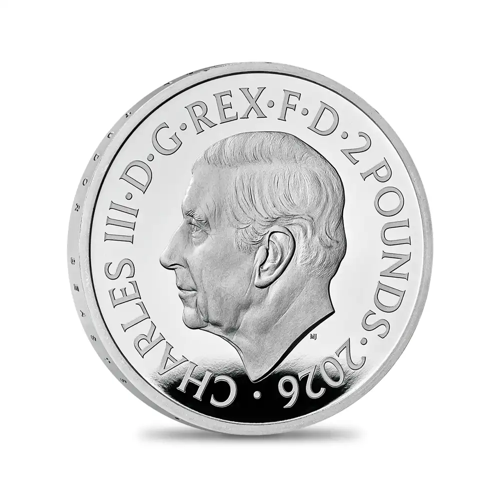 モダンコイン3:7140 イギリス 2026 チャールズ3世 ロイヤルテューダービースト ロイヤルドラゴン 2ポンド1オンスプルーフ銀貨 未鑑定 箱付き【ご予約承り品】