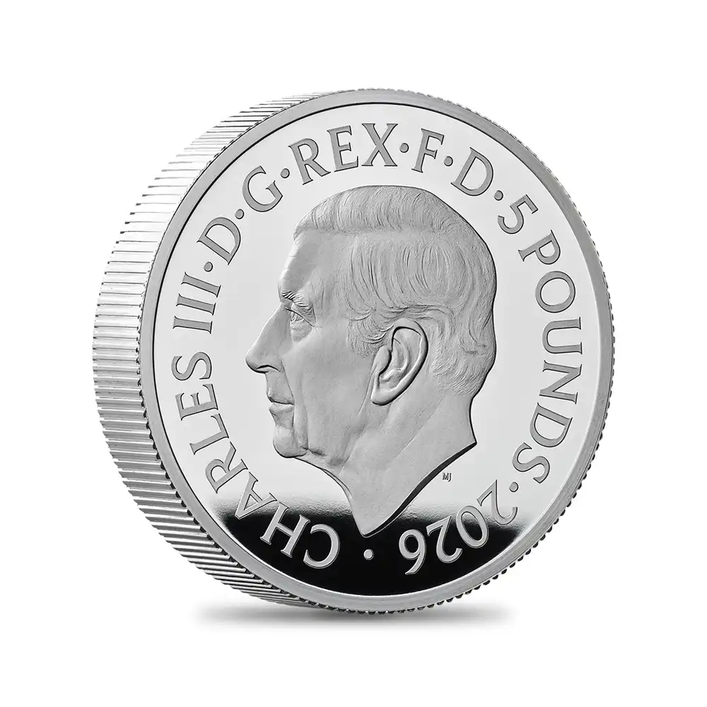 モダンコイン3：7141 イギリス 2026 チャールズ3世 ロイヤルテューダービースト ロイヤルドラゴン 5ポンド2オンスプルーフ銀貨 未鑑定 箱付き【ご予約承り品】