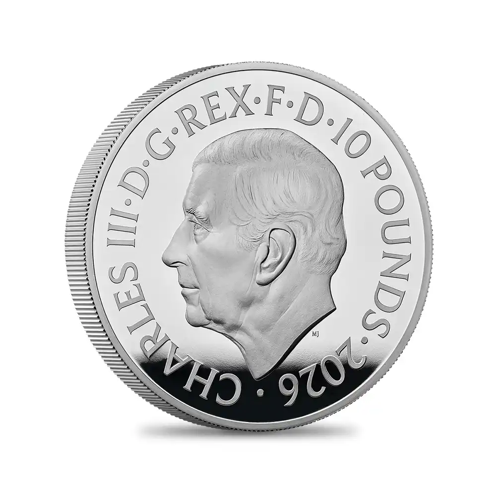 モダンコイン3：7142 イギリス 2026 チャールズ3世 ロイヤルテューダービースト ロイヤルドラゴン 10ポンド5オンスプルーフ銀貨 未鑑定 箱付き【ご予約承り品】