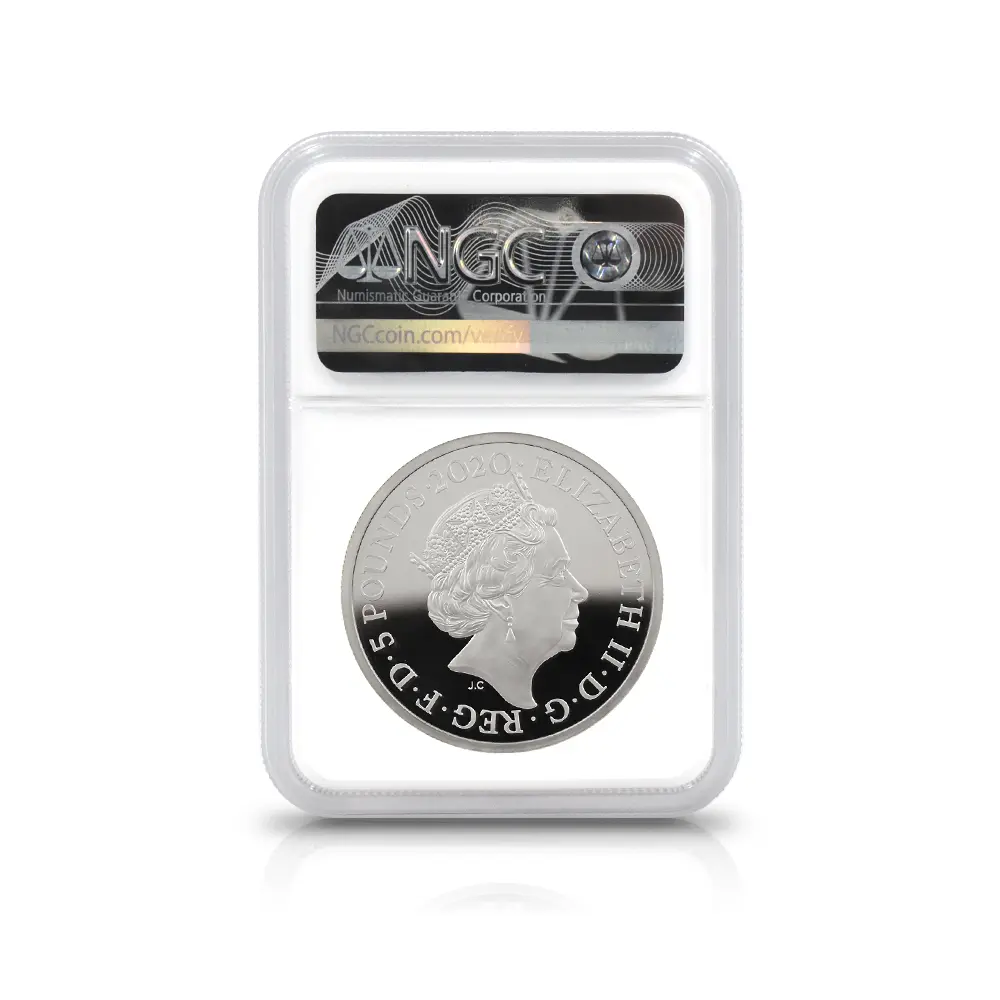 モダンコイン5：7116 イギリス 2020 エリザベス2世 スリーグレーセス 5ポンド2オンス銀貨 ファーストリリース NGC PF70UC