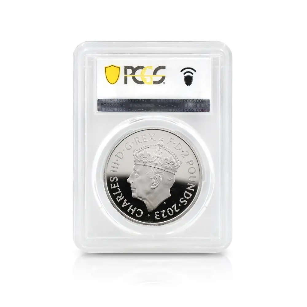 モダンコイン5：7146 イギリス 2023 チャールズ3世 戴冠記念 2ポンド1オンス銀貨 PCGS PR70DC 箱付き