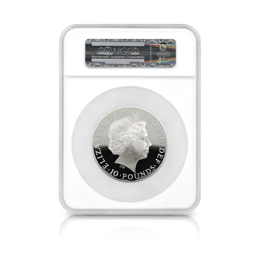 モダンコイン5：7148 イギリス 2014 エリザベス2世 ブリタニア ハイレリーフ 10ポンド5オンス銀貨 ファースト750ストラック NGC PF70UC