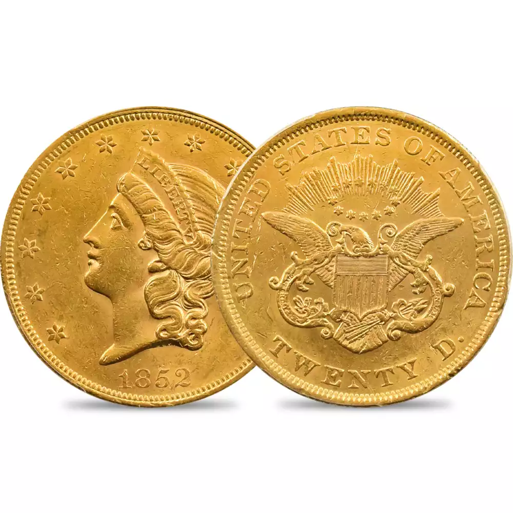 アンティークコイン1：2896 アメリカ 1852 リバティヘッド 20ドル金貨 PCGS MS60