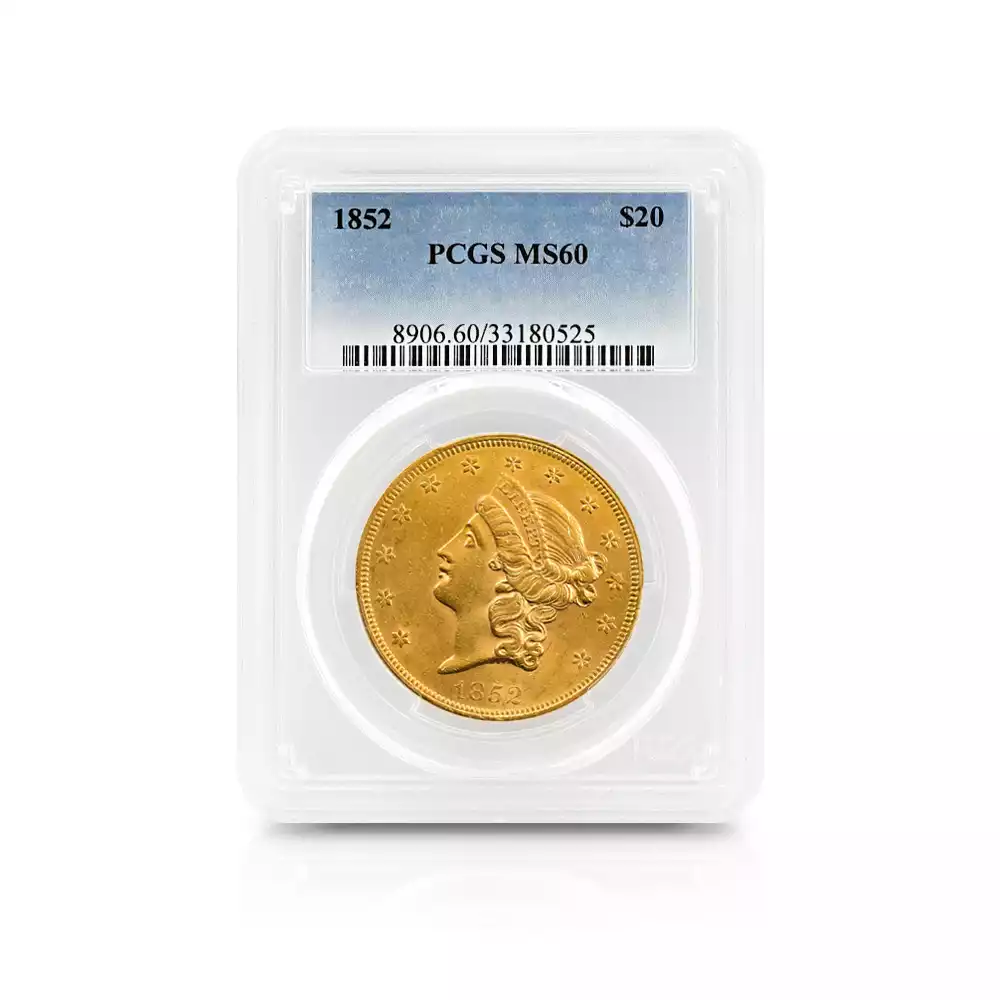 アンティークコイン4：2896 アメリカ 1852 リバティヘッド 20ドル金貨 PCGS MS60