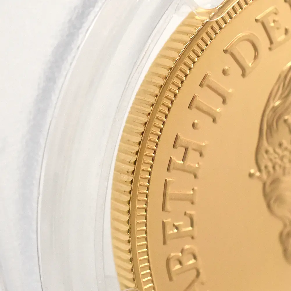 モダンコイン13：7149 イギリス 1984 エリザベス2世 ヤングエリザベス 聖ジョージ竜退治 5ソブリン金貨 PCGS PR70DC S-SE1