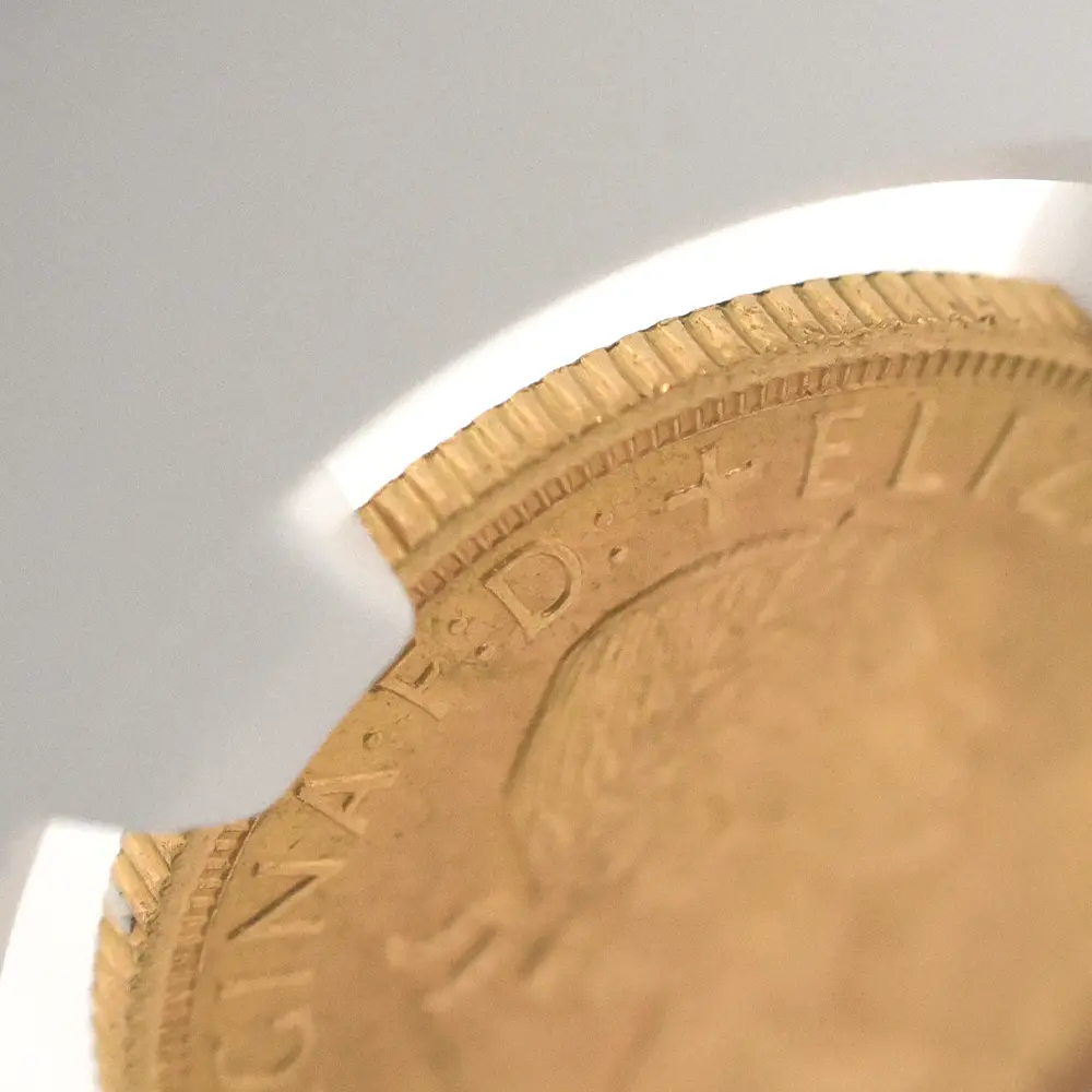 モダンコイン13：7150 イギリス 1958 エリザベス2世 ヤングヤング 聖ジョージ竜退治 金貨 NGC MS64