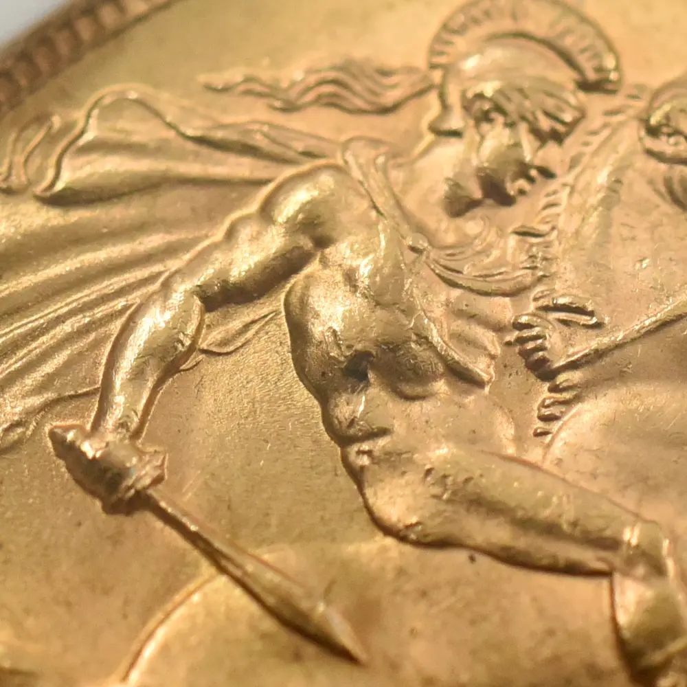 モダンコイン11：7150 イギリス 1958 エリザベス2世 ヤングヤング 聖ジョージ竜退治 金貨 NGC MS64