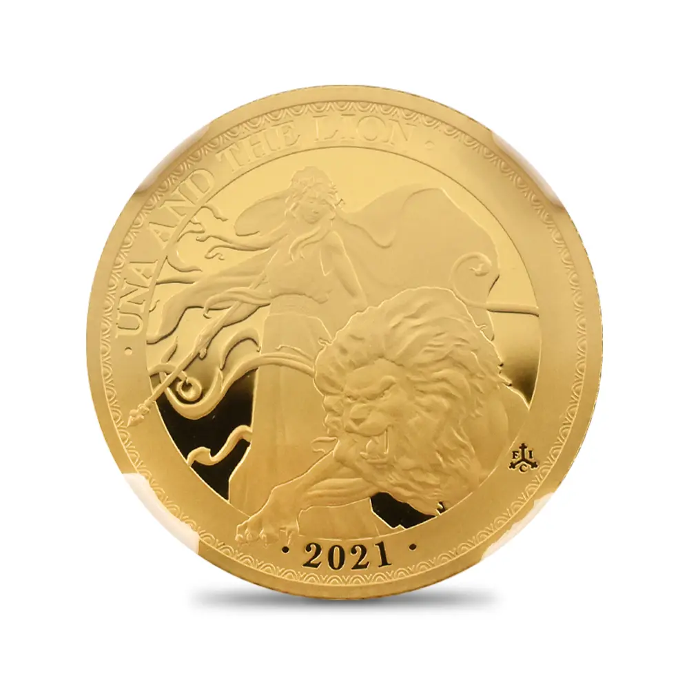モダンコイン2：7153 セントヘレナ 2021 エリザベス2世 ウナ&ライオン ス 2ポンド1/4オンス金貨 ファーストリリース NGC PF70UC