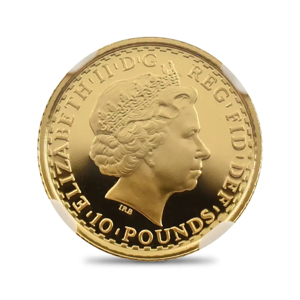 モダンコイン3：7154 イギリス 2001 エリザベス2世 ブリタニア 10ポンド1/10オンス金貨 NGC PF70UC