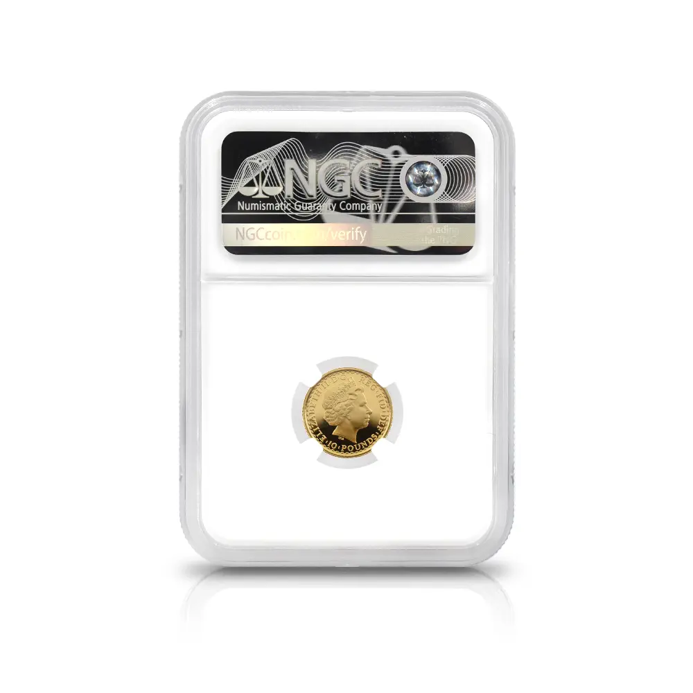 モダンコイン5：7154 イギリス 2001 エリザベス2世 ブリタニア 10ポンド1/10オンス金貨 NGC PF70UC