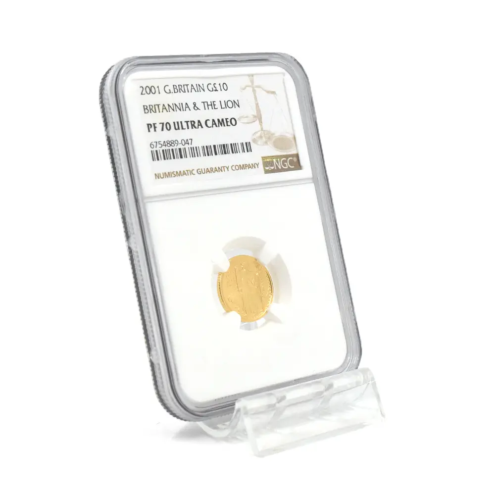 モダンコイン6：7154 イギリス 2001 エリザベス2世 ブリタニア 10ポンド1/10オンス金貨 NGC PF70UC