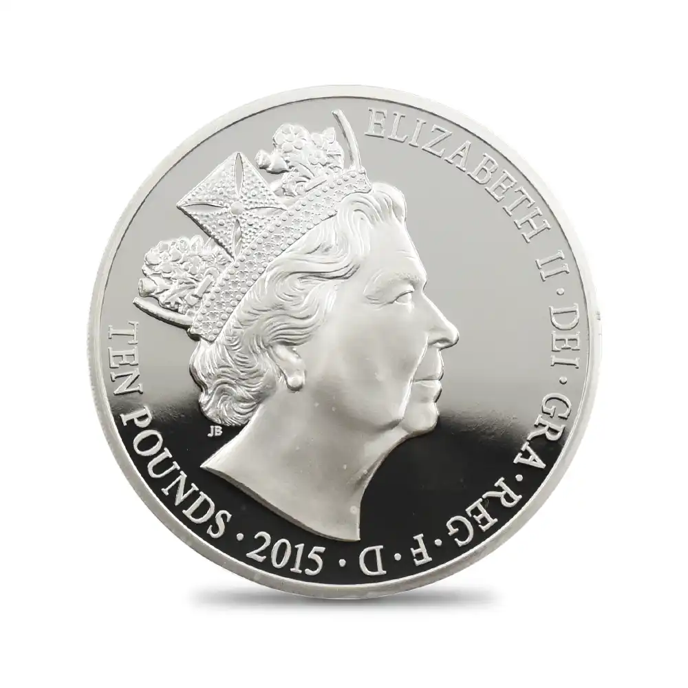 モダンコイン3：7119 イギリス 2015 エリザベス2世 最長在位記念 10ポンド5オンス銀貨 ファースト500ストラック NGC PF69UC