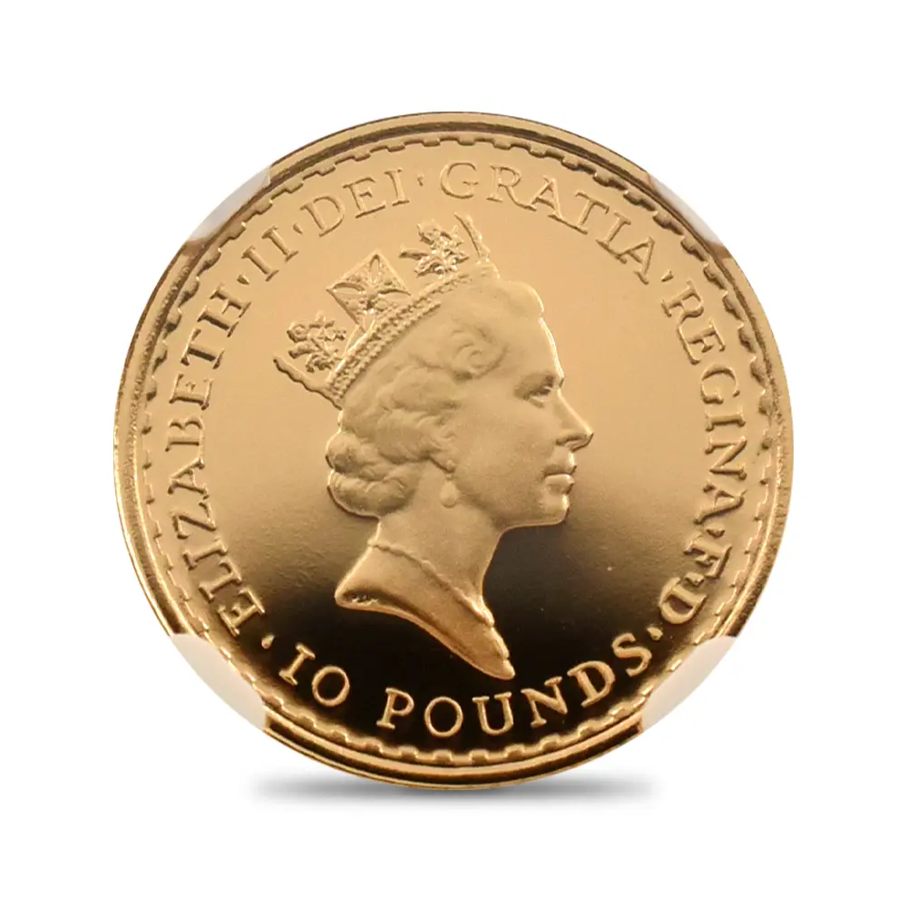 モダンコイン3：7155 イギリス 1988 エリザベス2世 ミドルエリザベス ブリタニア 10ポンド1/10オンス金貨 NGC PF70UC