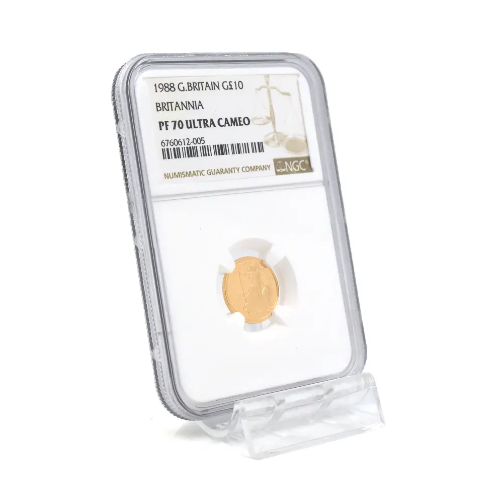 モダンコイン6：7155 イギリス 1988 エリザベス2世 ミドルエリザベス ブリタニア 10ポンド1/10オンス金貨 NGC PF70UC
