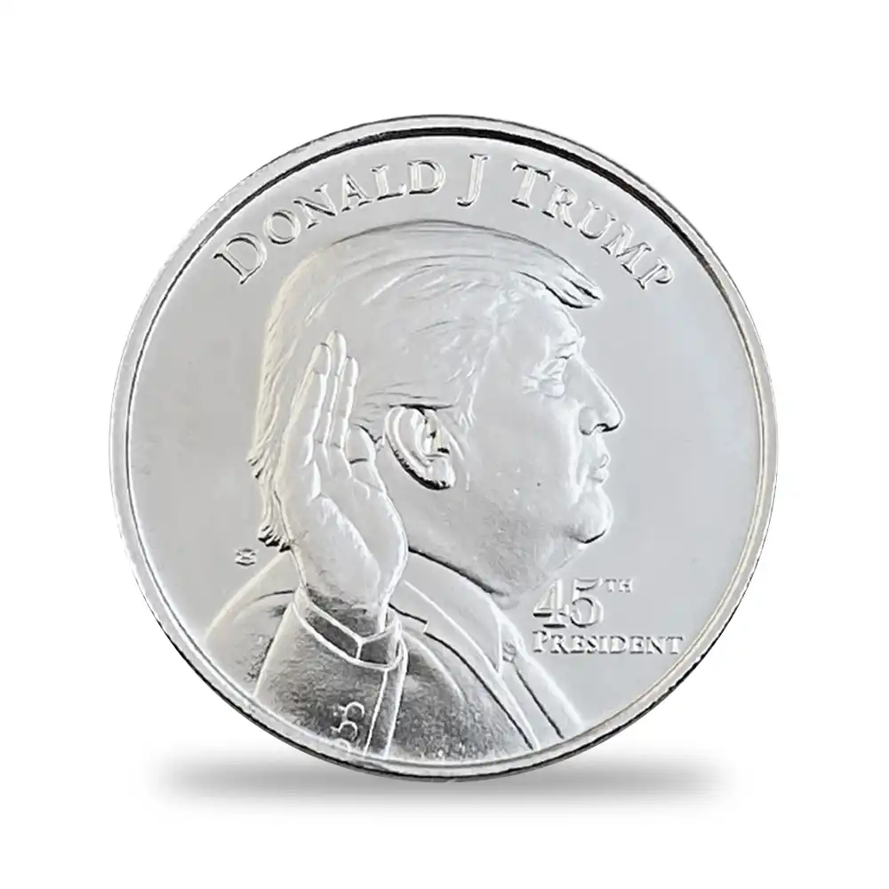 地金型s2：2900 アメリカ ドナルド・J・トランプ大統領 ホワイトハウス 1オンス 銀メダル 【1枚】 (コインケース付き)（横）