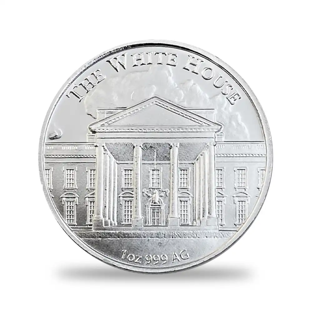 地金型3：2900 アメリカ ドナルド・J・トランプ大統領 ホワイトハウス 1オンス 銀メダル 【1枚】 (コインケース付き)（横）