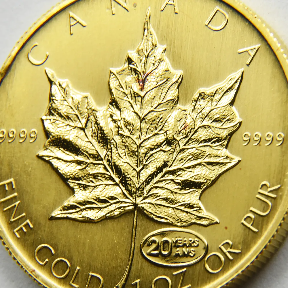 地金型4：4421 カナダ 1999 エリザベス2世 メイプルリーフ 50ドル 1オンス 地金型金貨 【1枚】 (コインケース付き)