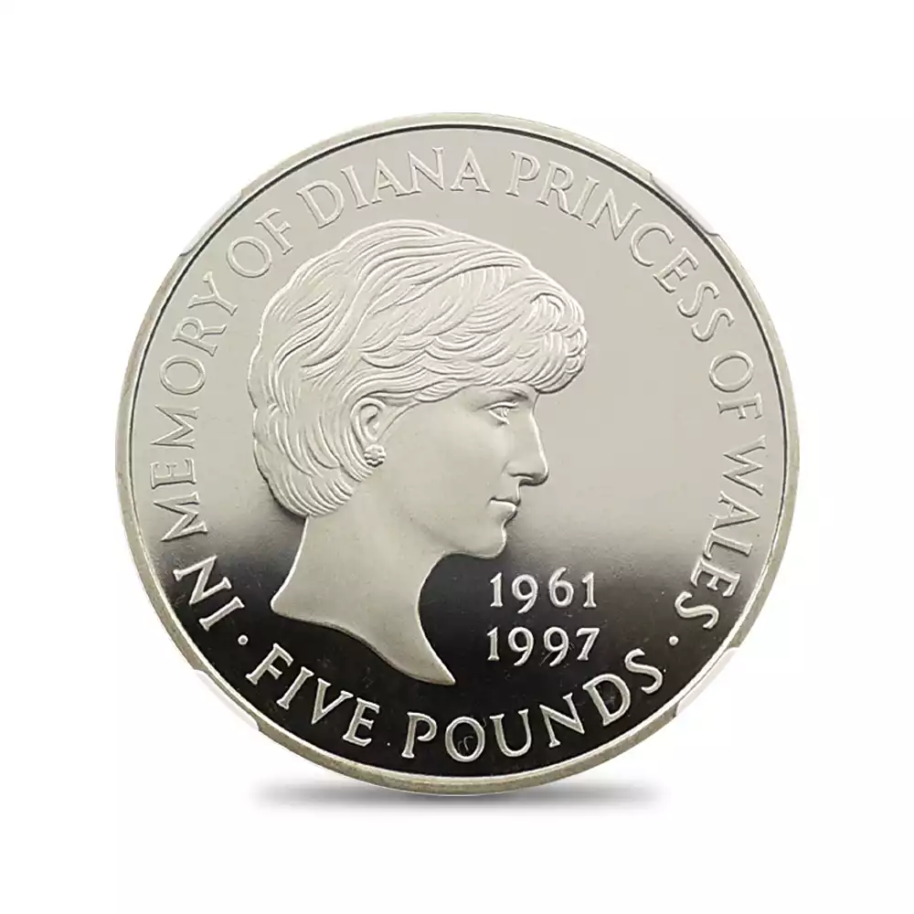モダンコイン2：4423 1999 エリザベス2世 ダイアナ妃追悼記念 5ポンド銀貨 NGC PF69UC 箱付き