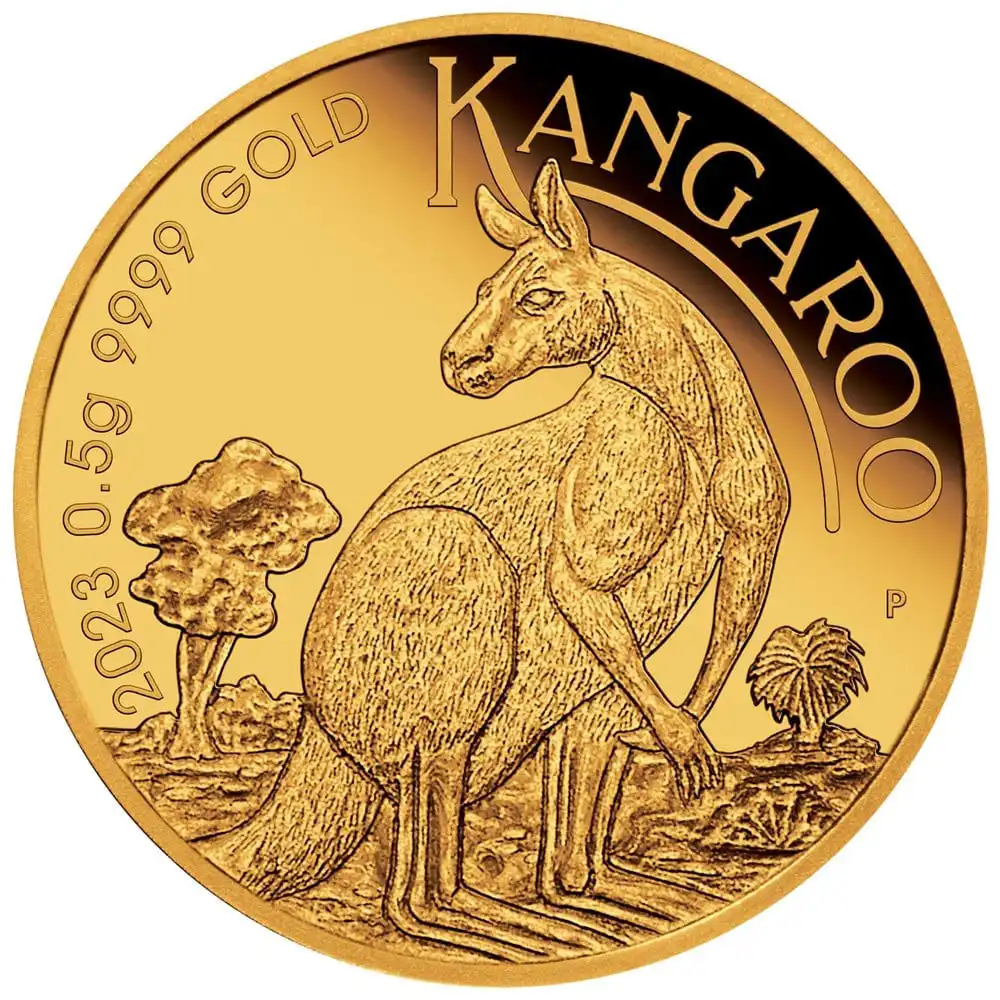 地金型s2：2912 オーストラリア 2023 カンガルー 2ドル 0.5グラム 金貨 【1枚】 (コインケース付き)