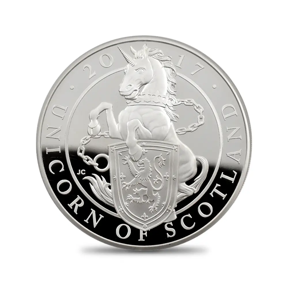 モダンコイン2：7169 イギリス 2017 エリザベス2世 クイーンズビースト スコットランドのユニコーン 10ポンド5オンス 銀貨 NGC PF70UC 箱付き