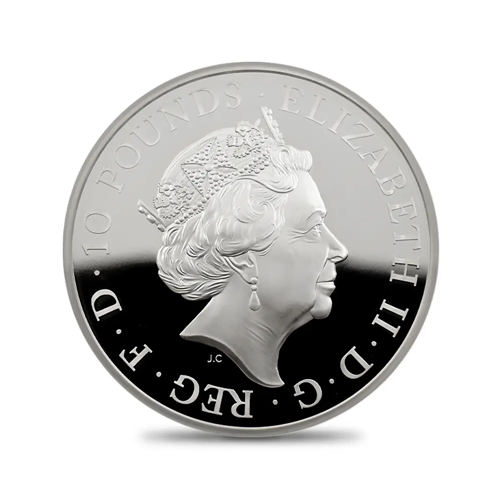 モダンコイン3：7169 イギリス 2017 エリザベス2世 クイーンズビースト スコットランドのユニコーン 10ポンド5オンス 銀貨 NGC PF70UC 箱付き