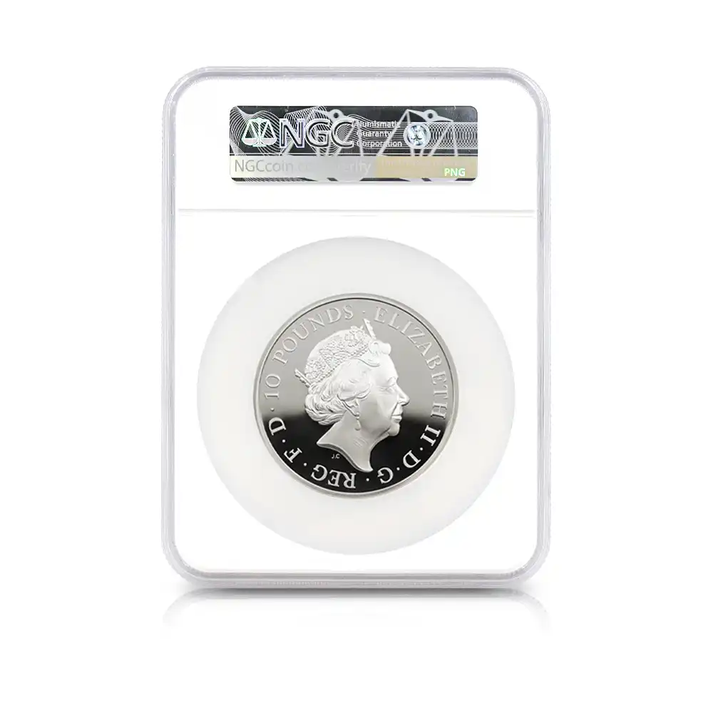 モダンコイン5：7169 イギリス 2017 エリザベス2世 クイーンズビースト スコットランドのユニコーン 10ポンド5オンス 銀貨 NGC PF70UC 箱付き