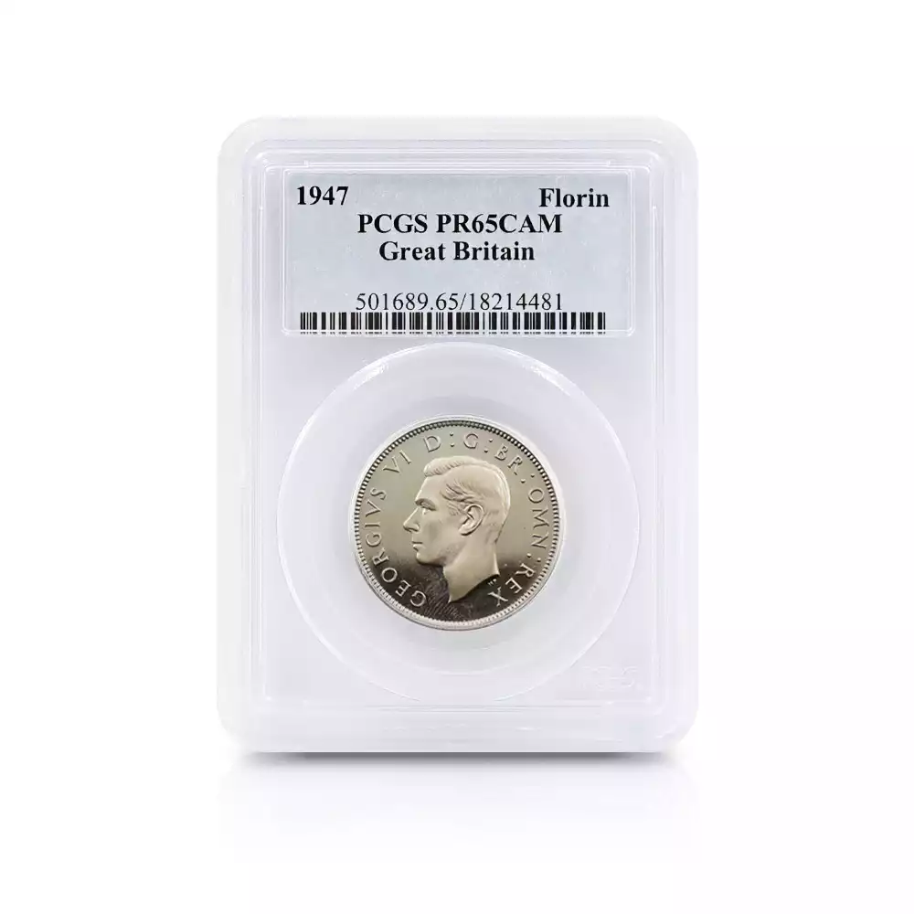 アンティークコイン4：2923 1947 ジョージ6世 フローリン白銅貨 PCGS PR65CA