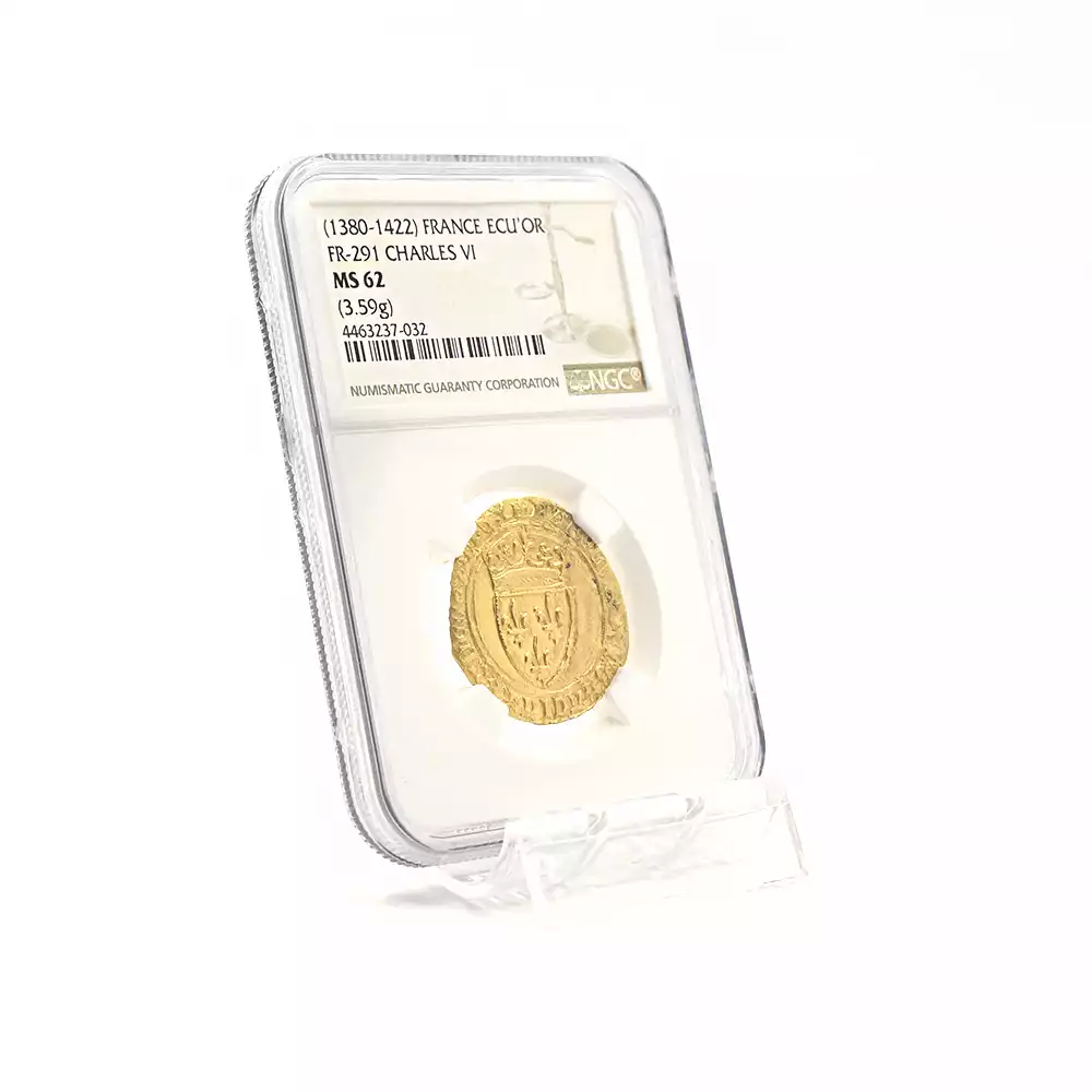 アンティークコイン6：2927 フランス 1380-1422 シャルル6世 エキュドール金貨 NGC MS62 FR-291