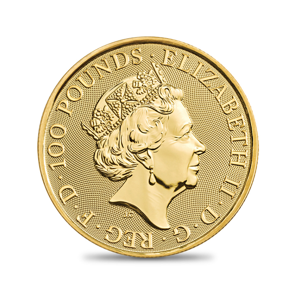 地金型3：1712 2022 エリザベス2世 ロイヤルアームズ 100ポンド1オンス地金型金貨 99.9% 純金