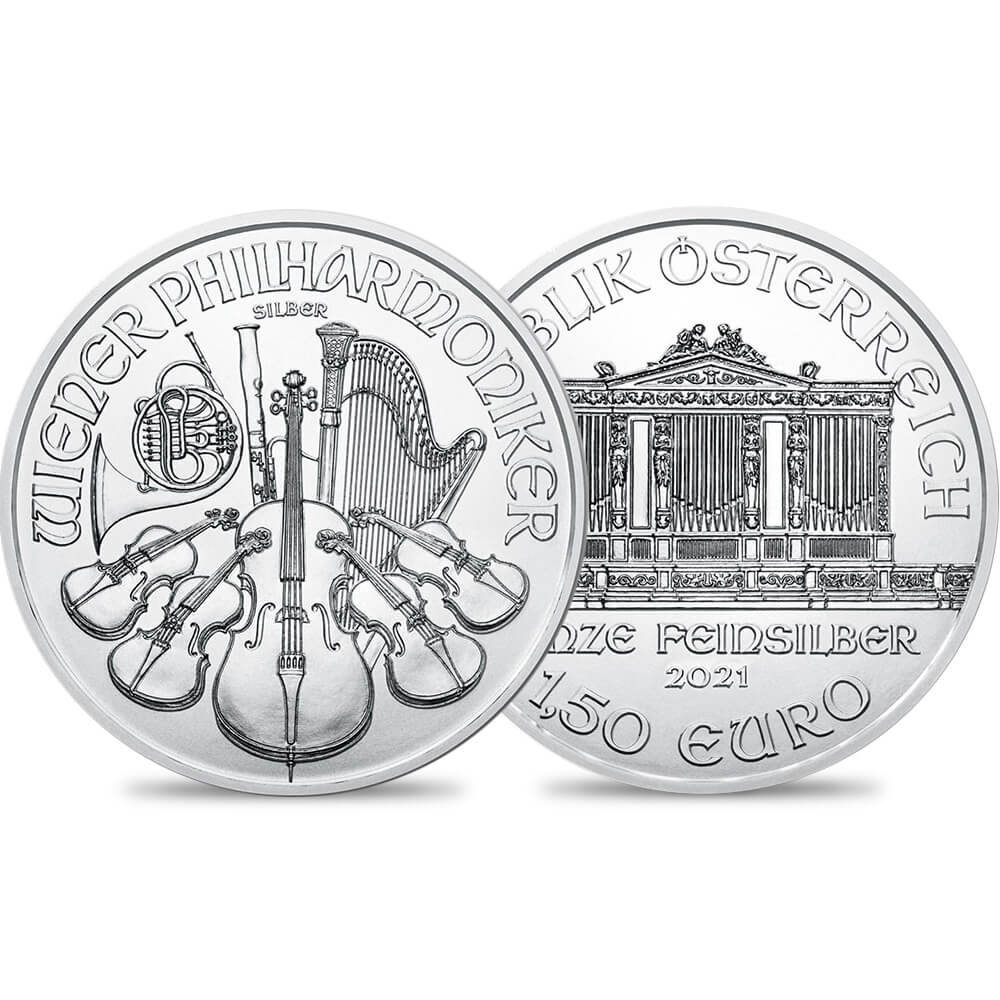 地金型1：496 オーストリア 2021 1.5ユーロ1オンス ウィーン地金型銀貨 100枚セット【ご予約承り品】