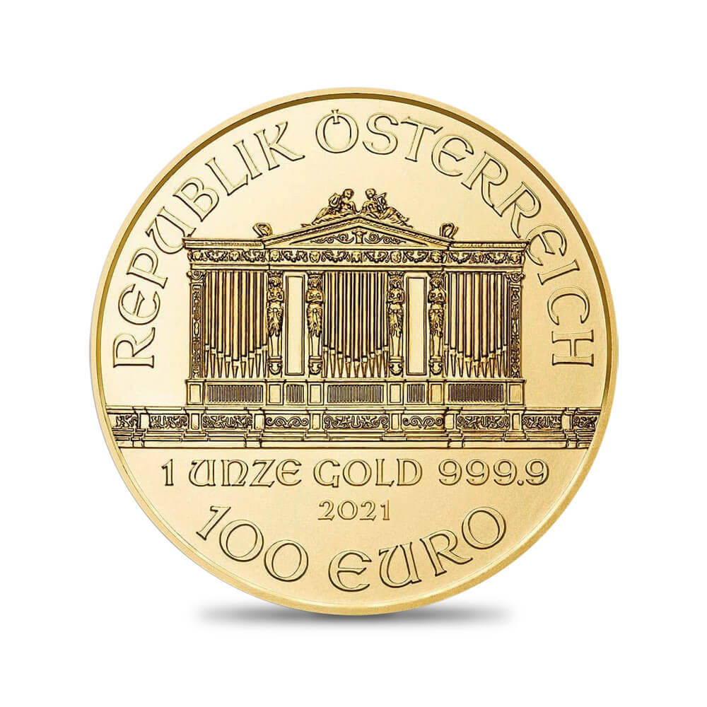 地金型3：528 オーストリア 2021 100ユーロ1オンス ウィーン地金型金貨【ご予約承り品】