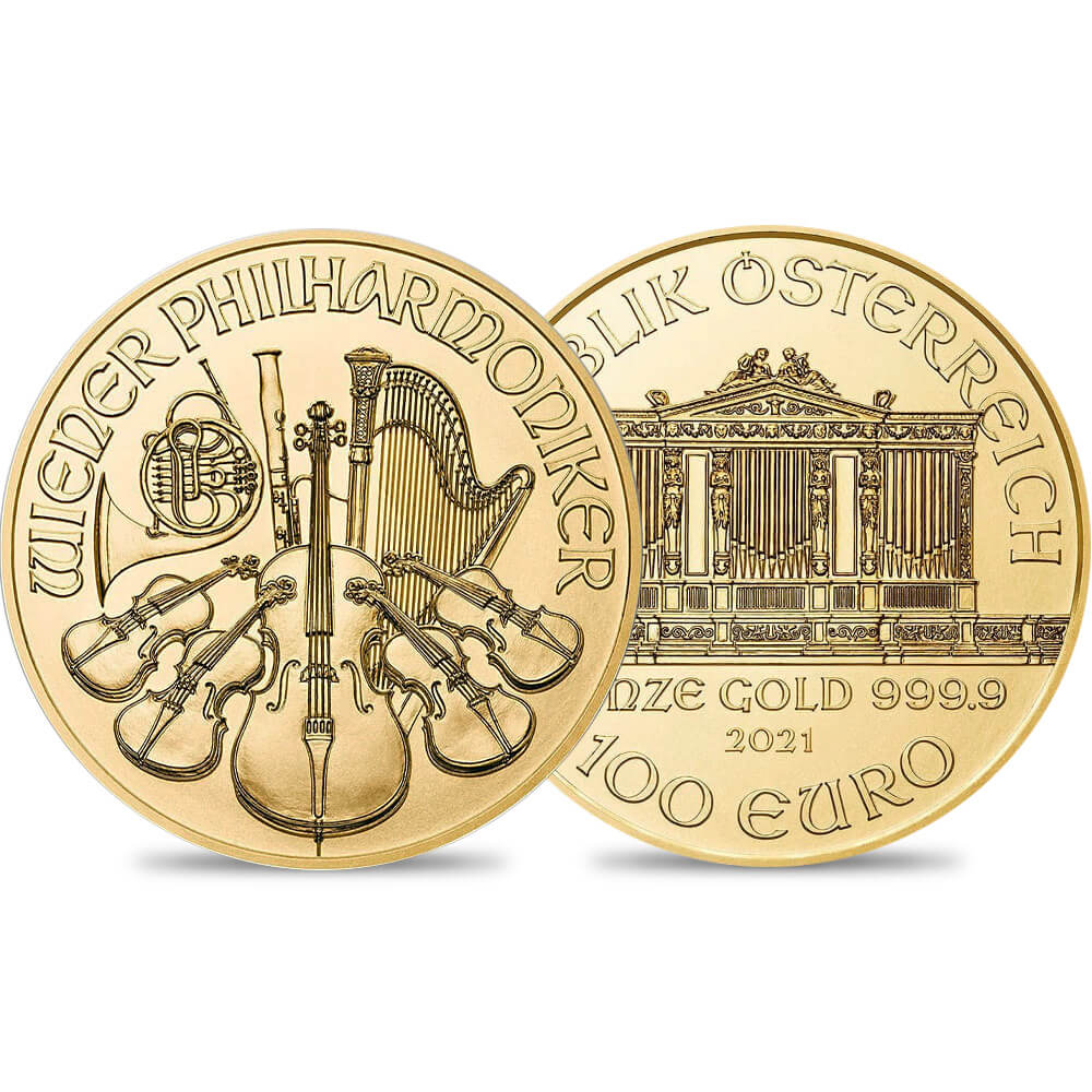 地金型s1：528 オーストリア 2021 100ユーロ1オンス ウィーン地金型金貨【ご予約承り品】