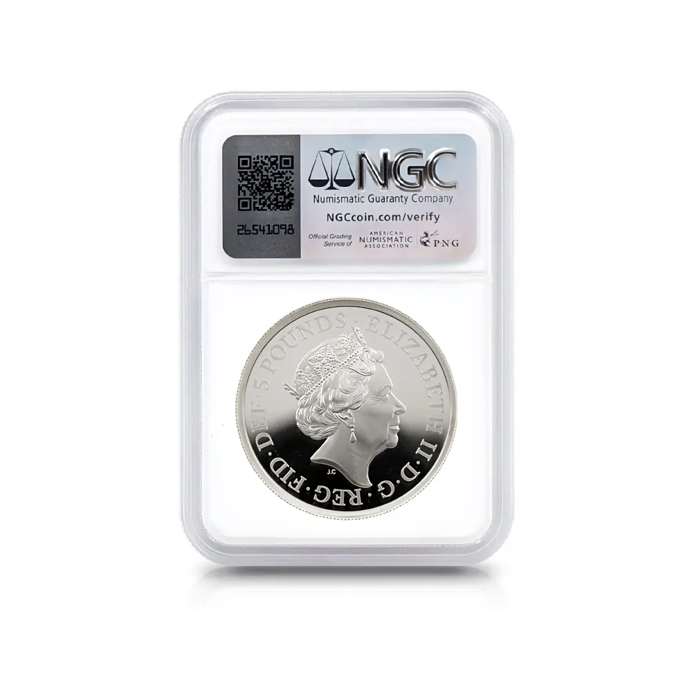 モダンコイン5：5844 2019 エリザベス2世 ウナ＆ライオン 5ポンド2オンス銀貨 NGC PF69UC 箱付き
