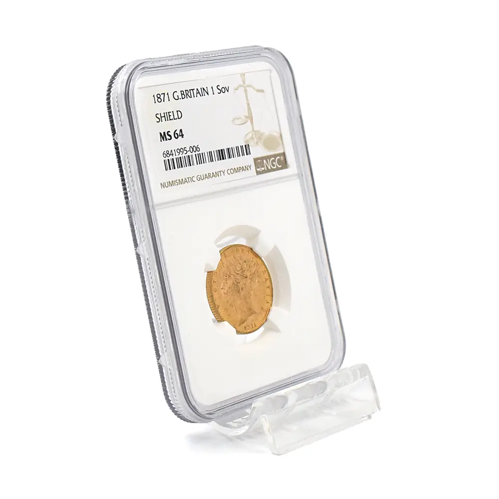 アンティークコイン6：5843 1871 ヴィクトリア女王 ヤングヘッド ソブリン金貨 NGC MS64