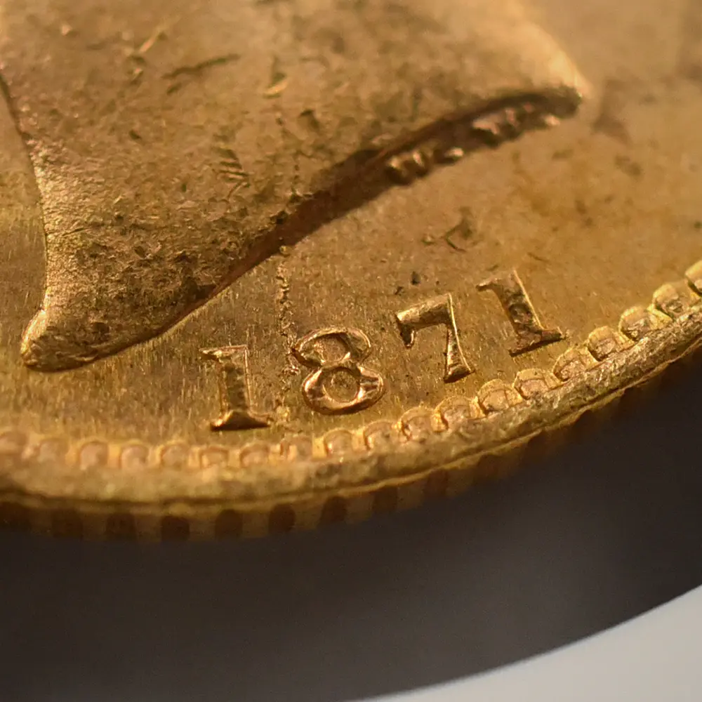 アンティークコイン9：5843 1871 ヴィクトリア女王 ヤングヘッド ソブリン金貨 NGC MS64