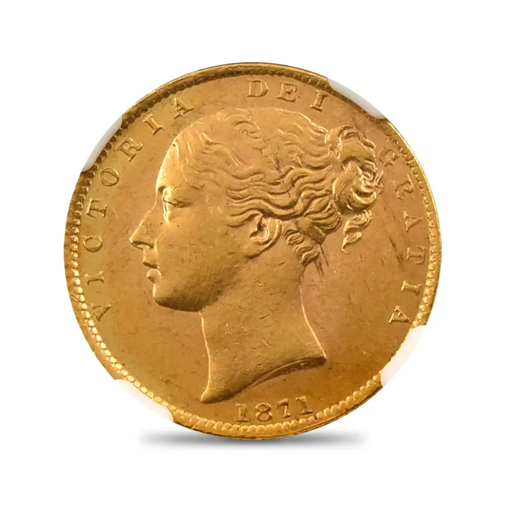 アンティークコイン2：5842 1871 ヴィクトリア女王 ヤングヘッド ソブリン金貨 NGC MS63