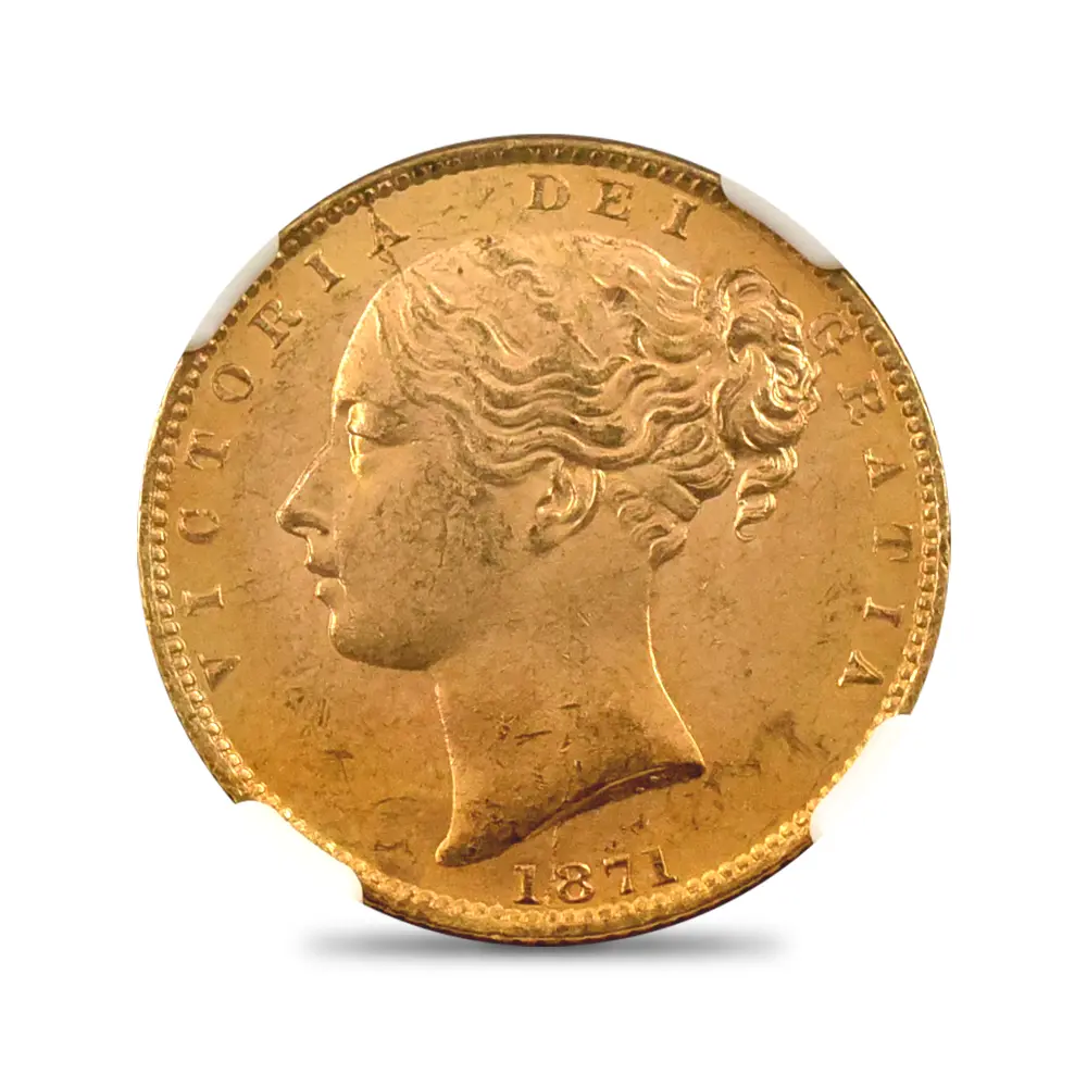 アンティークコイン2：5843 1871 ヴィクトリア女王 ヤングヘッド ソブリン金貨 NGC MS64