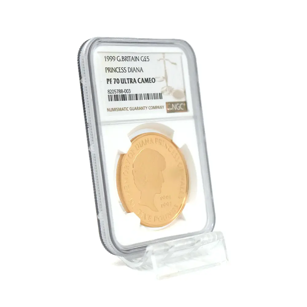 モダンコイン6：5848 1999 エリザベス2世 ダイアナ妃追悼記念 5ポンド金貨 NGC PF70UC 箱付き