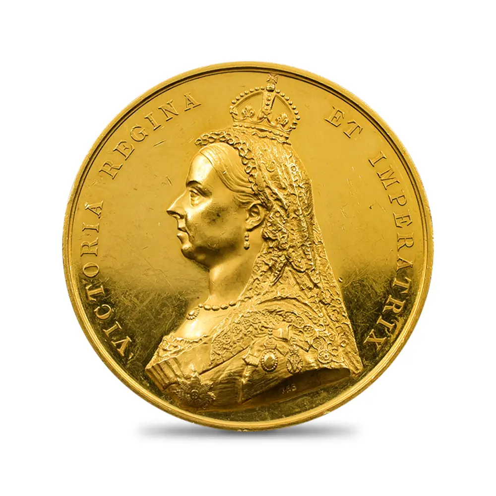 メダル3：4448 1887 ヴィクトリア女王 戴冠50周年記念 ゴールデンジュビリー 金メダル 未鑑定