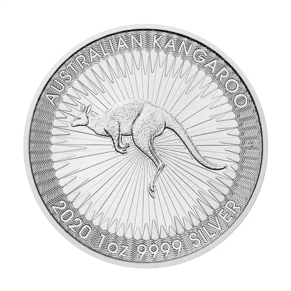 地金型2：2962 オーストラリア 2020 カンガルー 1ドル 1オンス 銀貨 【25枚】 (コインチューブ付き)