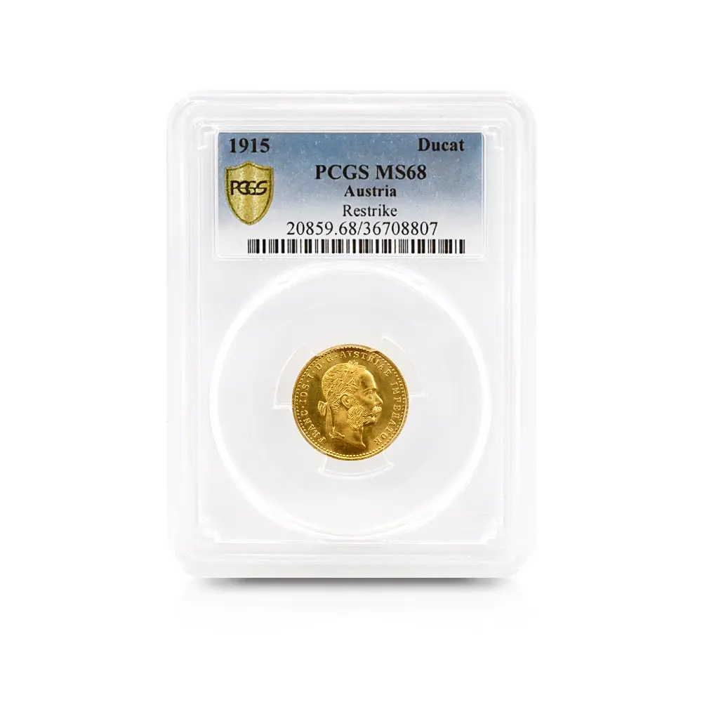 アンティークコイン4：5862 オーストリア 1915 フランツ・ヨーゼフ1世 ダカット 金貨 リストライク PCGS MS68